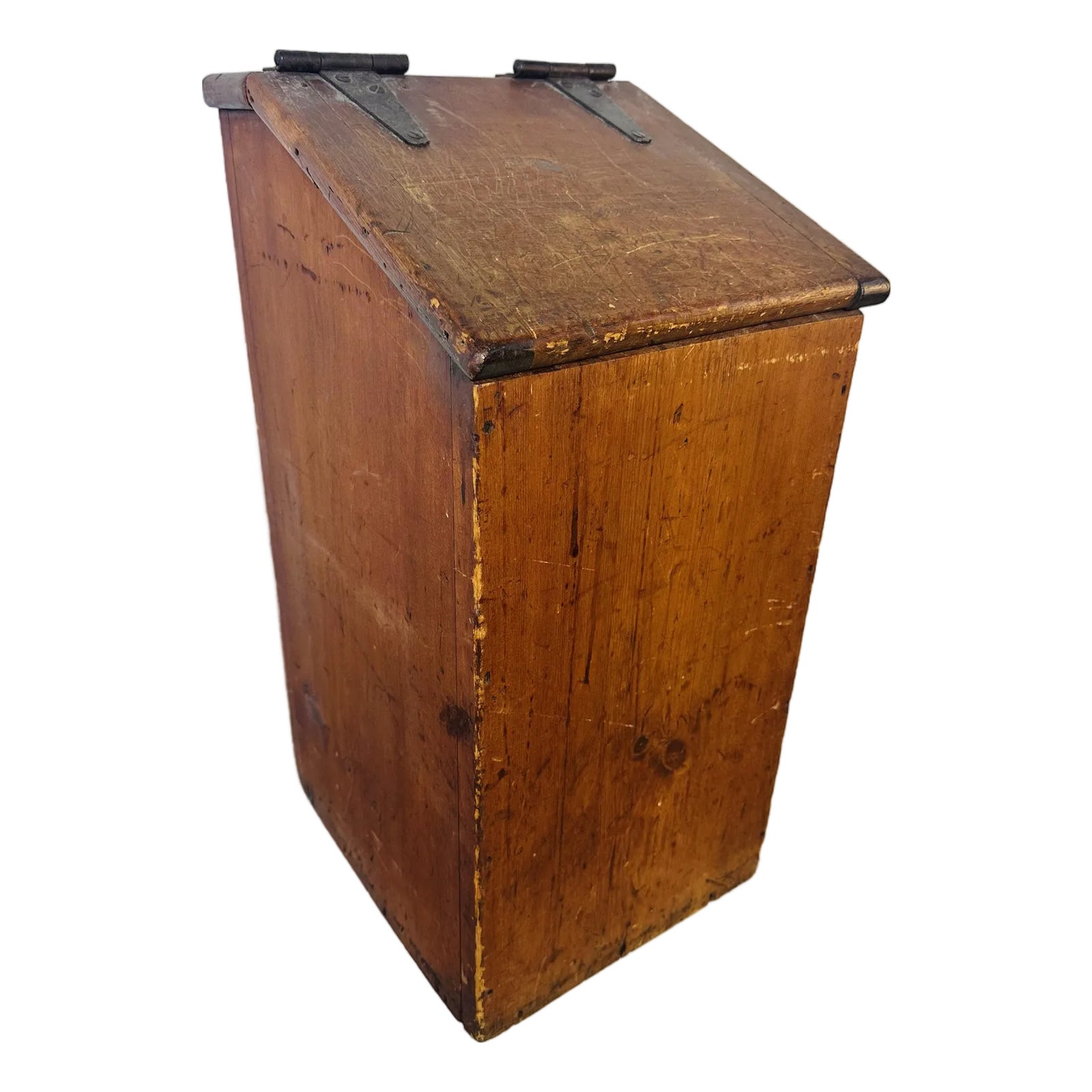 Antique Slant Top Wooden Storage Box | Chairish