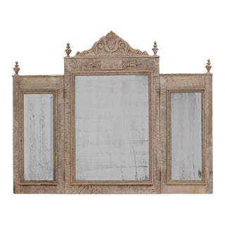 1900s Belgian Carved Oak Folding Wall Mirror For Sale