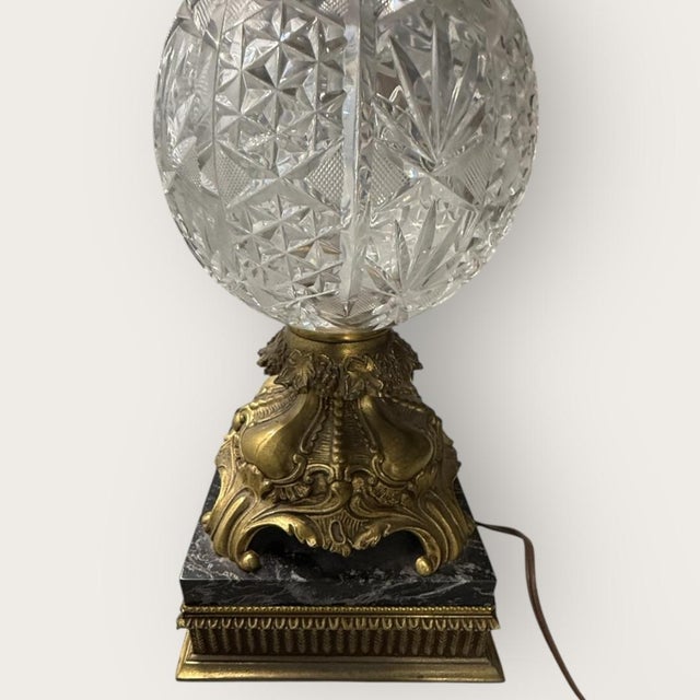 Italian 1970s The Italian Crystal & Marble Lamp For Sale - Image 3 of 13