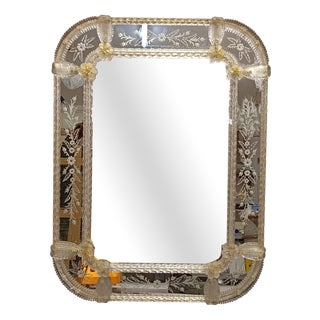 Antique Murano Glass Mirror, 1950s For Sale