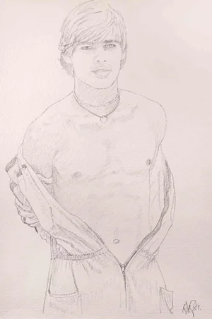 Anthony Roaland, Portrait of a Young Man, Original Pencil Drawing, 1981