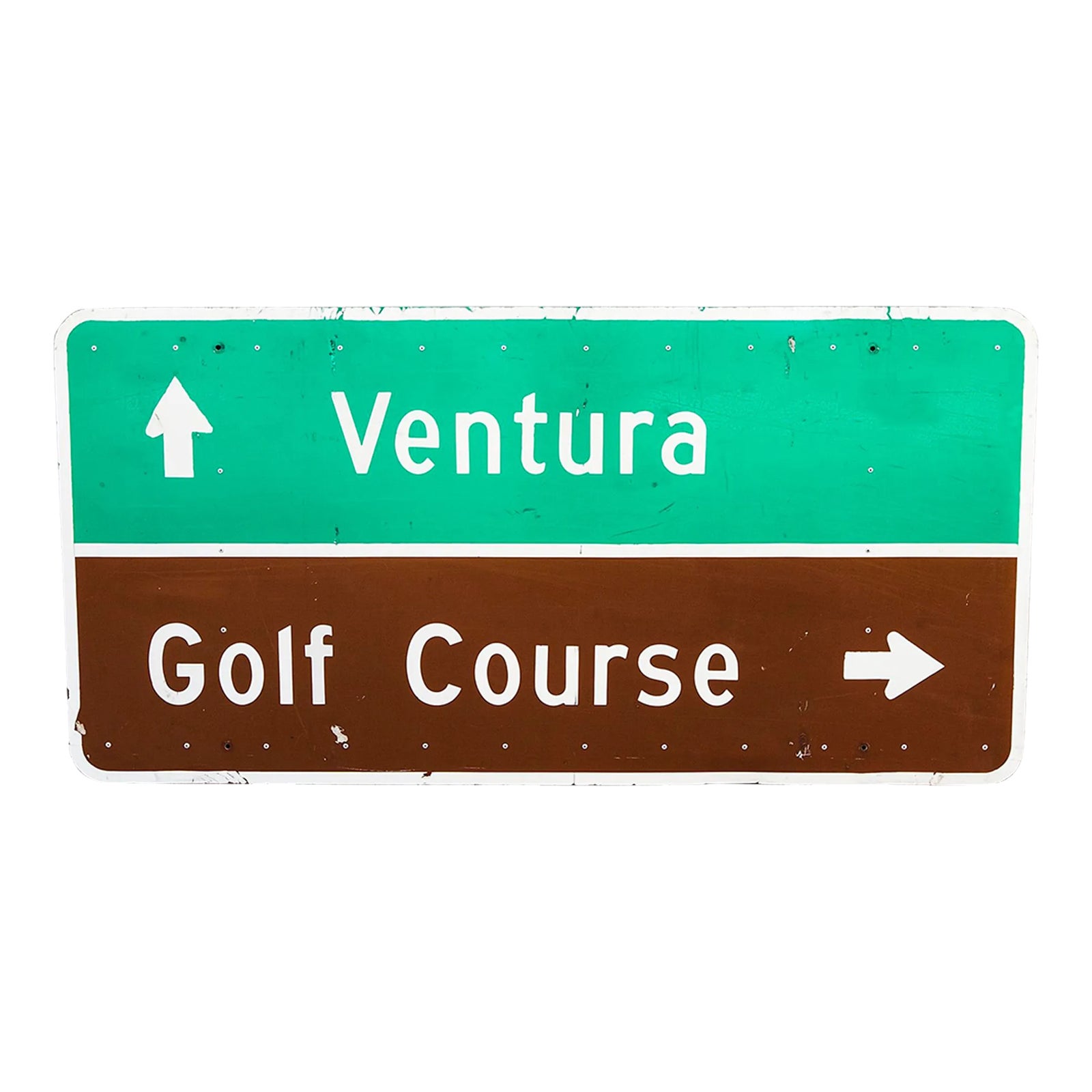 1990s Retired Southern California Freeway Sign - Ventura / Golf Course ...