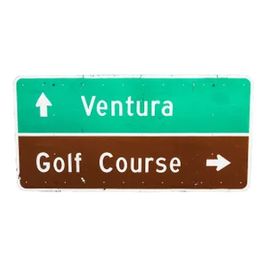 1990s Retired Southern California Freeway Sign - Ventura / Golf Course