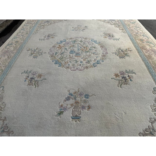 9ft 6in X 13ft 5in Turkish Hand Woven Oushak Area Rug For Sale - Image 10 of 12