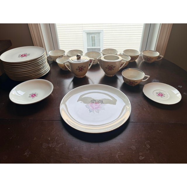 Metal 1950s Mid-Century Modern “Normandy Rose” Parisienne by Royal Jackson. 12 - Person 81 Piece Set For Sale - Image 7 of 7