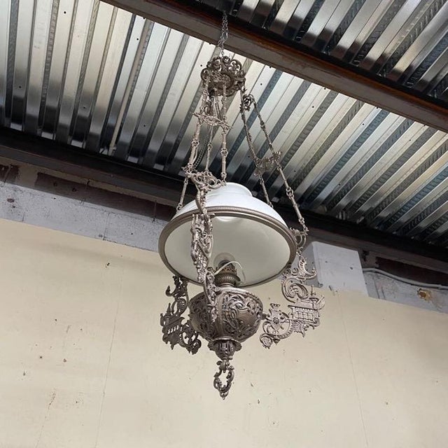 Vintage Oil Pendant Lamp, 1920s For Sale - Image 3 of 16