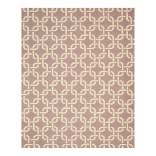 9x12 Sloane Cozy Purple Large-Scale Interlocking Chain Modern Flatweave Wool Rug For Sale