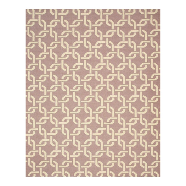 9x12 Sloane Cozy Purple Large-Scale Interlocking Chain Modern Flatweave Wool Rug For Sale