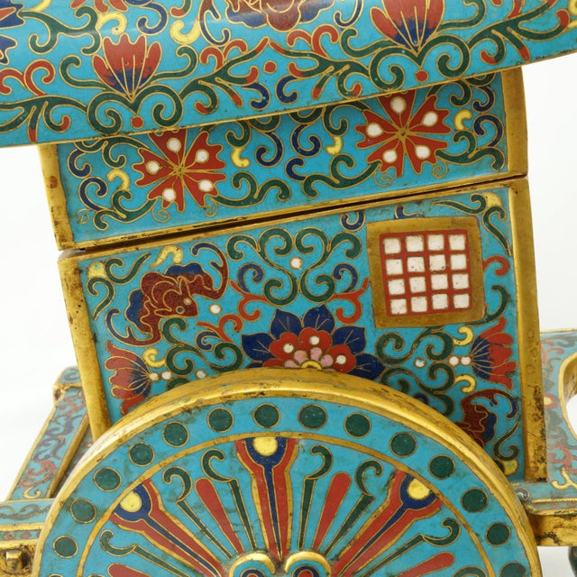 Chinese Brass Gilt Ox Drawn Cart With Cloisonné and Enamel 20th Century For Sale - Image 12 of 18