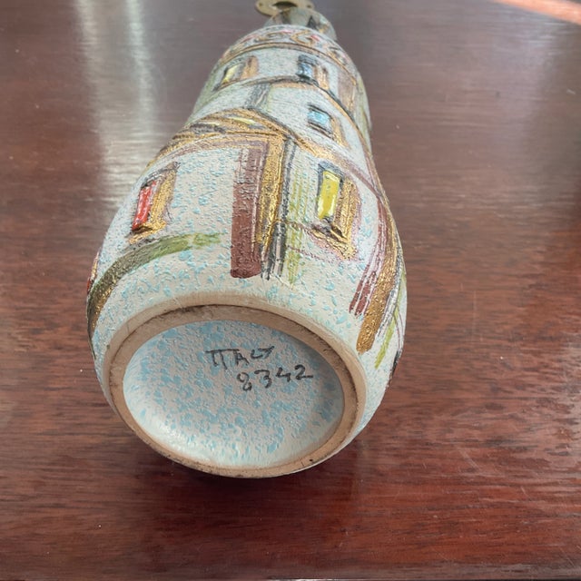 Mid 20th Century Italian Pottery Fanciullacci Rooftops Bottle Vase For Sale - Image 9 of 9