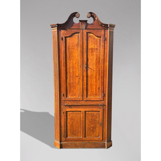 18th Century George III Oak Corner Cupboard, 1780s For Sale - Image 9 of 10