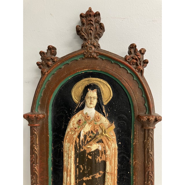 Ebony Antique Saint Teresa of Ávila Devotional Wall Plaque For Sale - Image 8 of 12