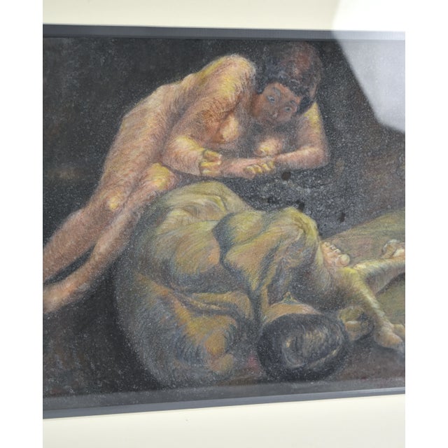 Figurative Vintage 1924 Marcel Gromaire Mixed Media Chalk Pastel and Gouache Nudes Portrait Painting For Sale - Image 3 of 12