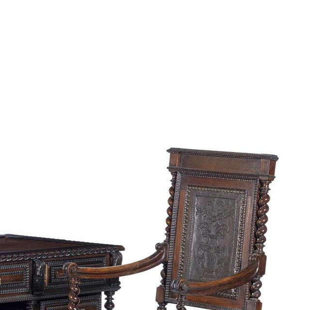 Desk and Armchair in Fine Wood, 19th Century, Set of 2 For Sale - Image 4 of 6
