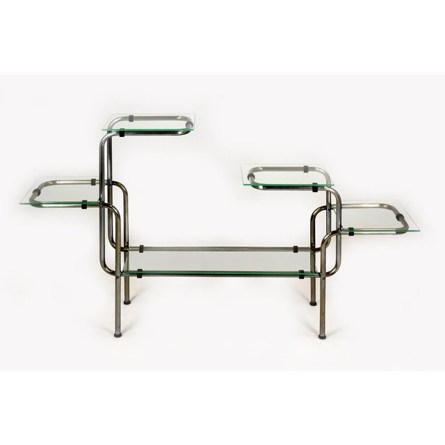 Large Bauhaus Functionalist Plant Stand in Chromed Steel and Glass, Former Czechoslovakia, 1930s For Sale - Image 13 of 13