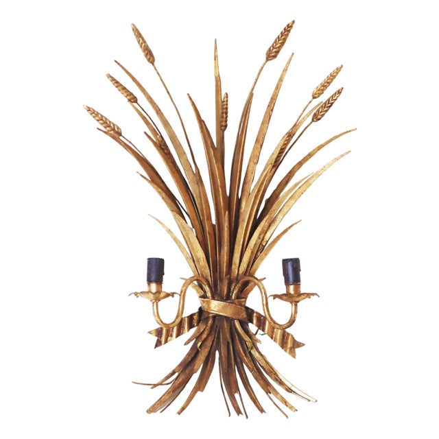 Large Hollywood Regency Gold-Leaf Wall Light attributed to Hans Kögl, 1960s For Sale
