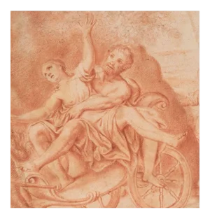 Rat of the Sabines - Original Sanguine Drawing End of 18th Century End of 18th Century