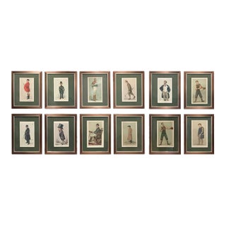 Antique Set of 10 Vanity Fair Lithograph Prints — Framed, C. 1890–1905 For Sale
