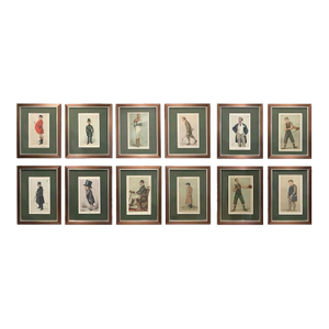 Antique Set of 10 Vanity Fair Lithograph Prints — Framed, C. 1890–1905