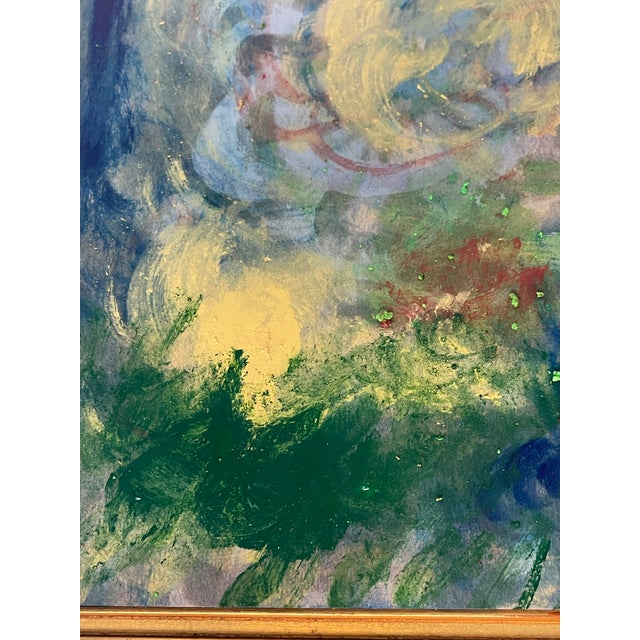Abstract 1970s Abstract Painting in Antique Frame Signed For Sale - Image 3 of 6
