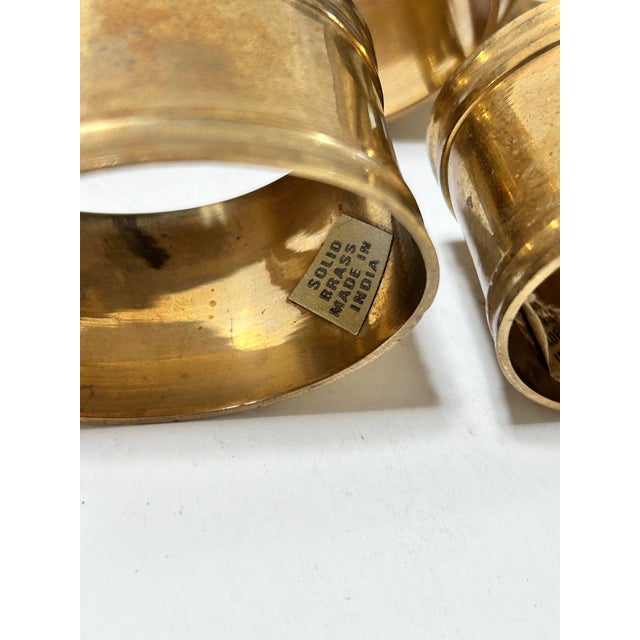 Metal Vintage Solid Brass Banded Napkin Rings – Set of 11 For Sale - Image 7 of 8