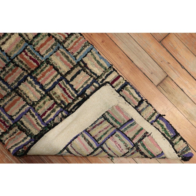 Skinny Vintage American Hooked Runner - 1'6" x 11'7" For Sale - Image 10 of 18