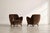 Vladimir Kagan Barrel Lounge Chairs in Brown Velvet and Walnut Legs For Sale In New York - Image 6 of 12