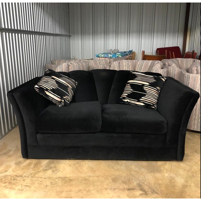 1970s Black Clamshell Back Loveseat For Sale In Fayetteville, AR - Image 6 of 7