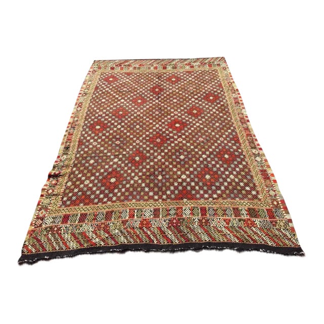 Vintage Turkish Kilim Rug - 83" X 126" For Sale