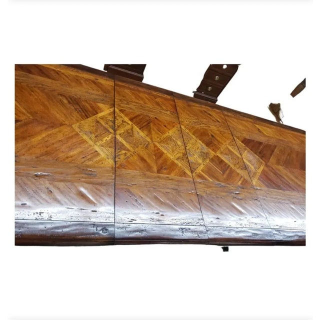 Dennis & Leen Baroque Style Walnut Oak Mahogany Parquetry Trestle Dining Table For Sale In Washington DC - Image 6 of 13