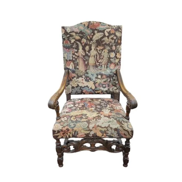 Ca 1890 Jacobean Needlepoint Arm Chair For Sale - Image 18 of 18