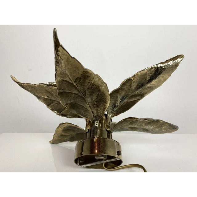 Goldenrod Belgian Brass Flower Wall Light by Willy Daro for Massive, 1970s For Sale - Image 8 of 17