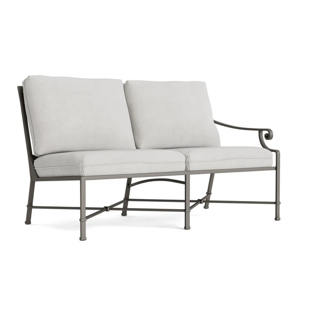 Brown Jordan Venetian Right Arm Loveseat, Mica frame with Fusion Dove fabric For Sale - Image 12 of 12