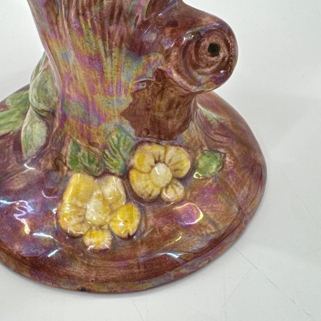 Hollywood Regency Hand-Painted Ceramic Parrot Sculpture With Iridescent Glaze For Sale - Image 3 of 10