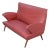 Red Faux Leather Sofa with Flared Wooden Feet, 1950s For Sale