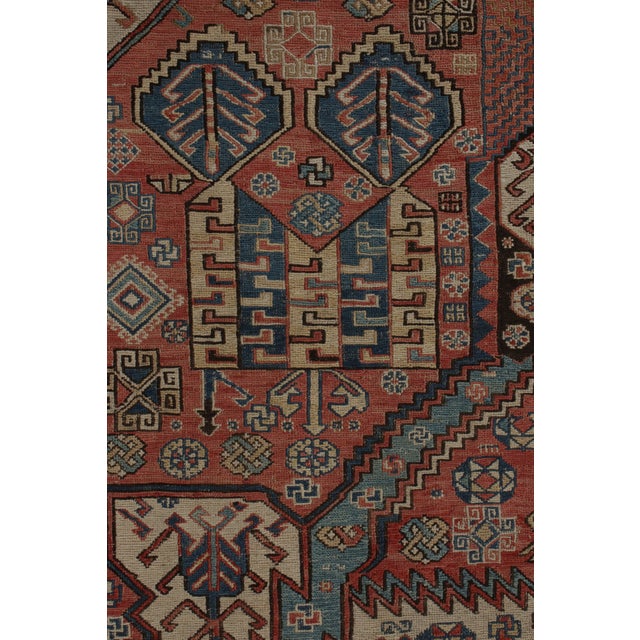 Textile Antique Russian Dragon Soumak Tribal Rug in All Over Red, Beige-Brown Geometric Pattern For Sale - Image 7 of 7