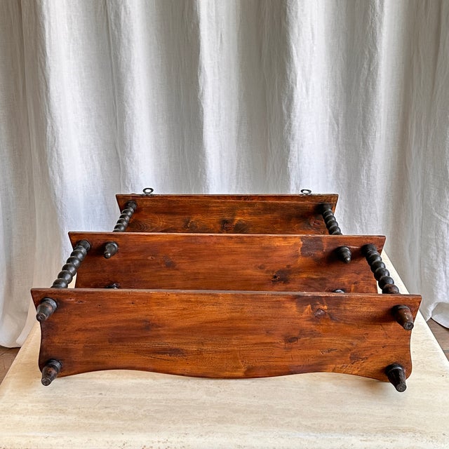 Antique French Bobbin Wall Shelf in Cherry, 1890s For Sale - Image 4 of 12