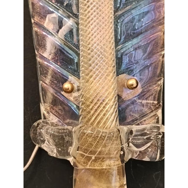 Iridescent Murano Glass Wall Lamps from Barovier & Toso, Italy, 1940s, Set of 2 For Sale - Image 6 of 11