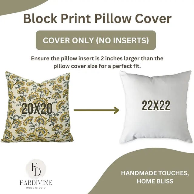 Not Yet Made - Made To Order Fabdivine Handcrafted Block Print Cushion Cover 20x20 Inch Cotton Satin-Rajniganda For Sale - Image 5 of 5