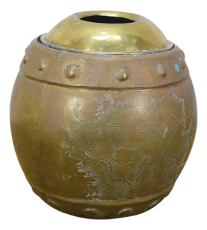Antique Japanese Dovetailed Copper Dragon Tobacco Tea Snuff Storage Jar Caddy 6"