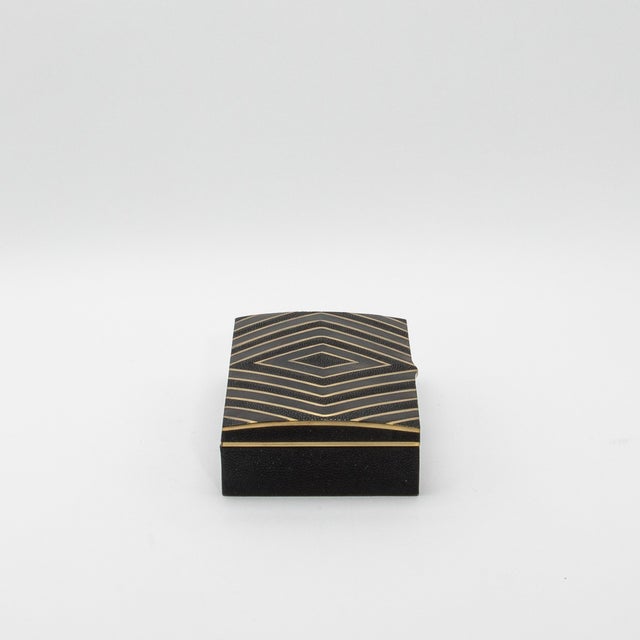 Wood Set of 3 Boxes in Black Oak With Black Shell, Shagreen and Brass Details by R&y Augousti For Sale - Image 7 of 12