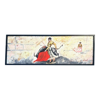 Vintage Mid Century Modern "Carlo" Matador Painting - 1960s Large Impasto For Sale