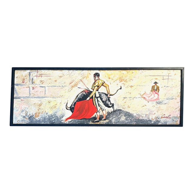 Vintage Mid Century Modern "Carlo" Matador Painting - 1960s Large Impasto For Sale