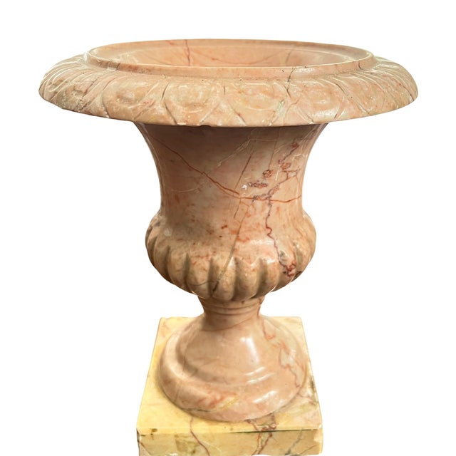 Vintage Carved Pink Marble Urn Jardinière Vessel For Sale In Jacksonville, FL - Image 6 of 9