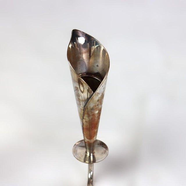 Pair Vintage Danish Modern Silver Plated Three Light Lily Form Candelabras C1950. Measures - 5"H x 8.5"W x 8.5"D. A pair...
