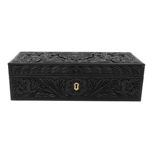 Anglo-Indian Carved Ebony Glove Box Mid-19th Century