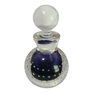 Late 20th Century Attributed Murano Sommerso Controlled Bubble Cobalt Blue Art Glass Perfume Bottle