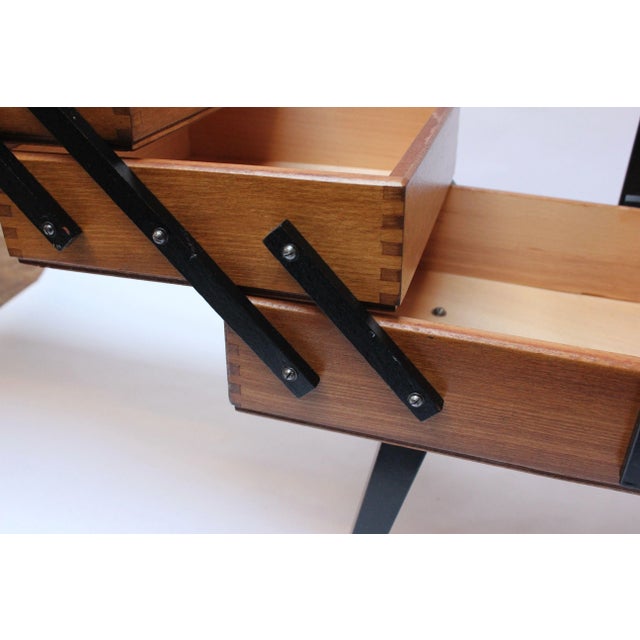 Mid-Century American Modern Stained Oak Extendable Sewing Stand For Sale - Image 10 of 13