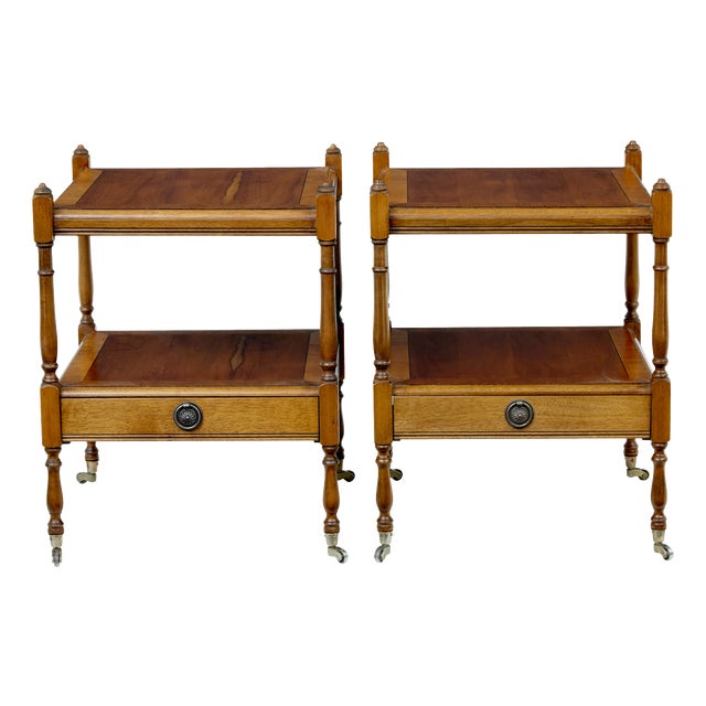 Mid-Century Yew Wood Side Tables, 1970, Set of 2 For Sale