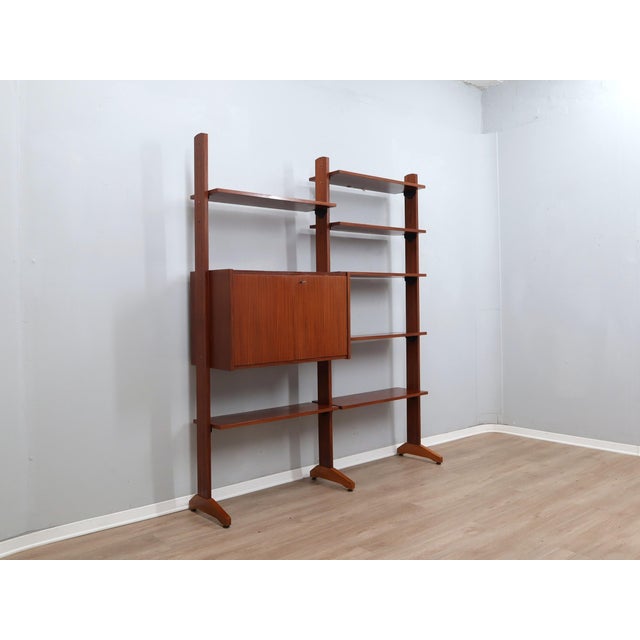 Teak Modular Wall Unit with Drop-Front Bar, 1950s For Sale - Image 16 of 16
